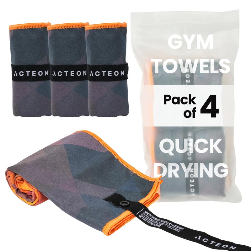 Acteon Quick Dry Microfiber Gym Towel, 4 Pack Odor-Free, Super Absorbent Workout Towels, Body Sweat - Image 1